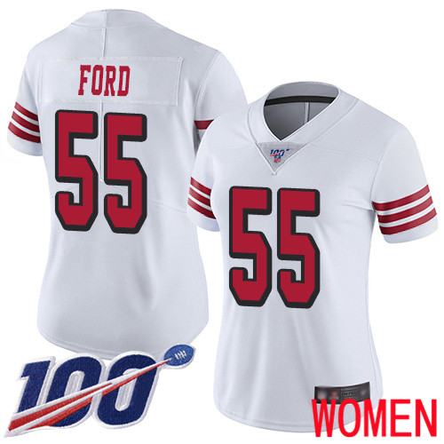 San Francisco 49ers Limited White Women Dee Ford NFL Jersey #55 100th Season Rush Vapor Untouchable->women nfl jersey->Women Jersey